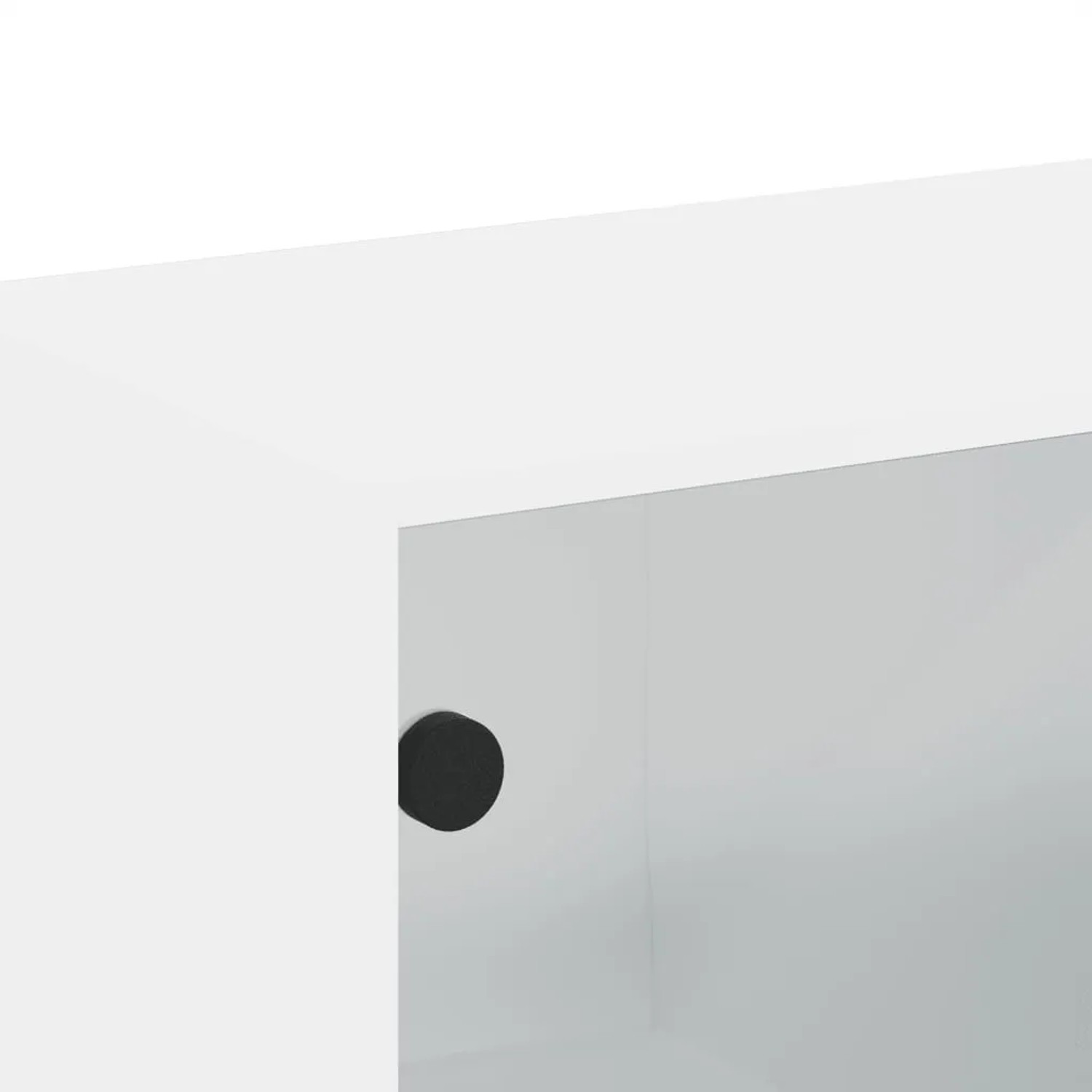 Detailaufnahme: Weißer Wandschrank mit Glastür aus dem 2er-Set vidaXL, geeignet als Büroschrank.
