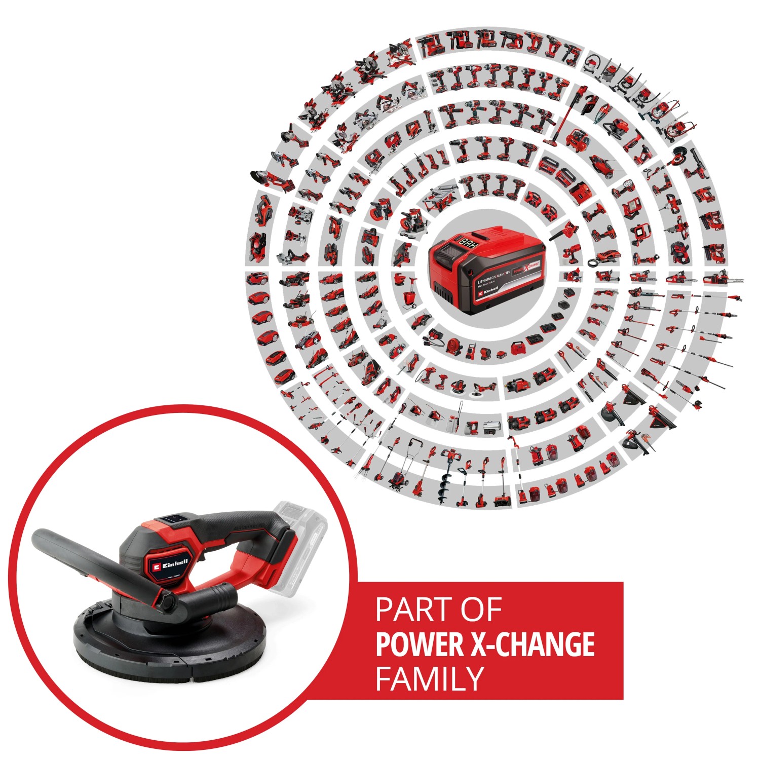 Einhell Akku-Trockenbauschleifer TP-DWS 18/225 Li Bl-Solo, Teil der Power X-Change Familie.
