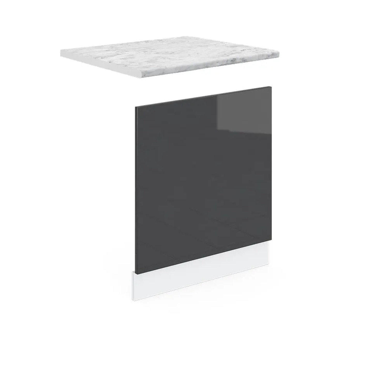 Vicco Frontblende R-Line Geschirrspüler Fronttür Anthrazit Hochglanz Weiß 60 cm AP Marmor