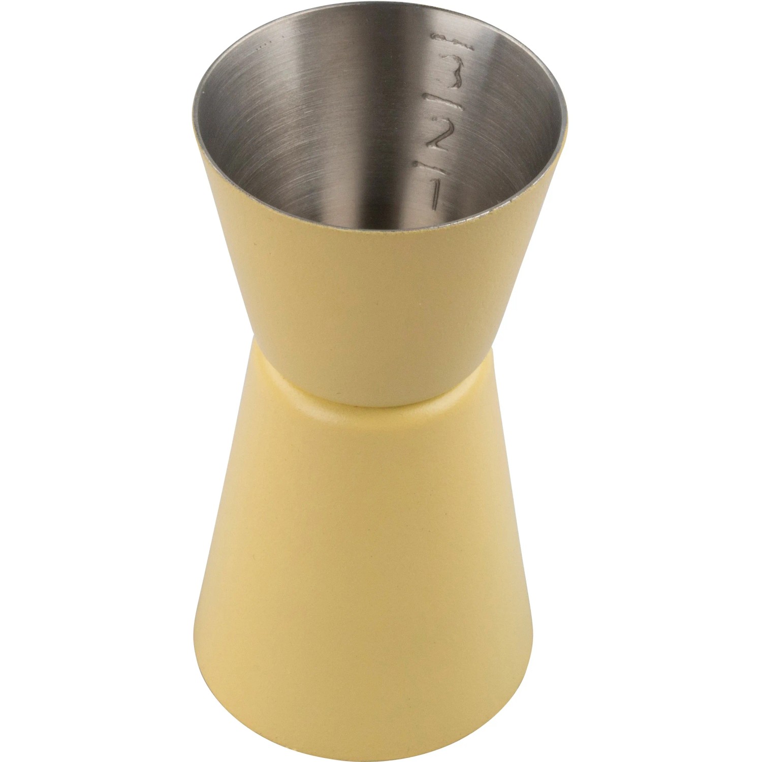Gelbes Fackelmann Cocktailmaß mit Skala, Küchenhelfer für Sommerpartys.