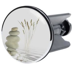 Sanilo Waschbeckenstöpsel Balance mit Stein- und Gräser-Motiv für handelsübliche Waschbecken.