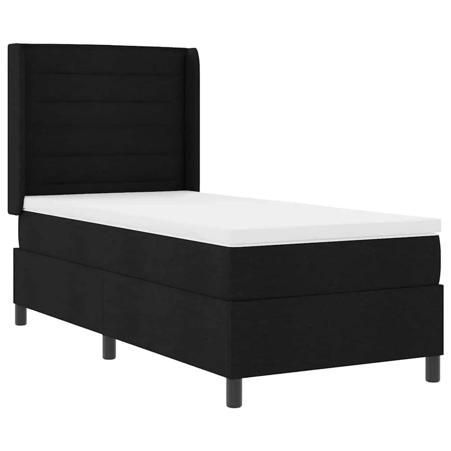 vidaXL LED Boxspringbett mit Matratze Schwarz 100 x 200 cm Stoff 3343429