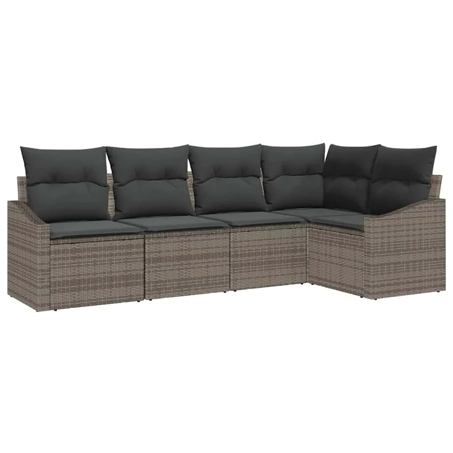 vidaXL Sofa Set mit Kissen mit Speicher 5-Tlg Grau Poly-Rattan 3355388 günstig online kaufen