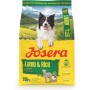 Josera Hunde-Trockenfutter Adult Lamm & Reis, 3kg Packung mit Hund und Lamm Illustration.