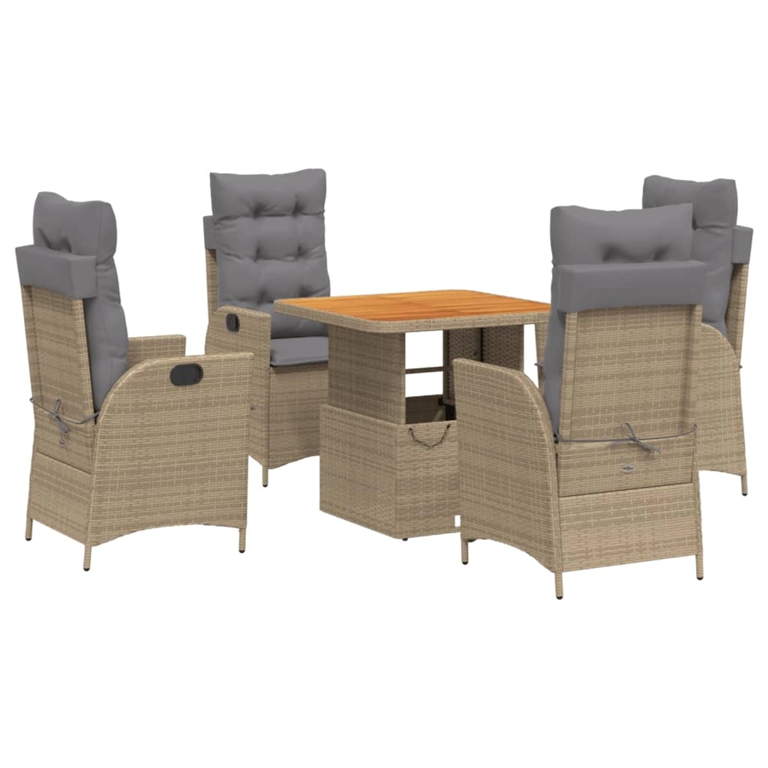 vidaXL 5-Tlg Garten-Essgruppe mit Kissen Beige Poly Rattan 3277482 günstig online kaufen