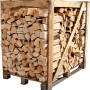 1 Raummeter Sparky Kaminholz Buche, gestapelt in Holzbox auf Palette.