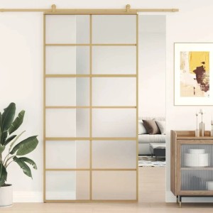 vidaXL Schiebetür Golden 102,5x205 cm Matt ESG-Glas und Aluminium 155171