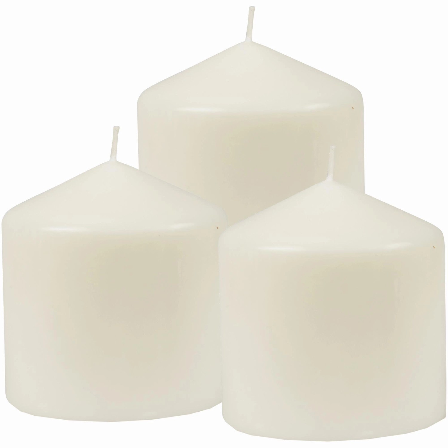 HS Candle Stumpenkerzen Ø8cm 3er Pack Elfenbein Creme günstig online kaufen