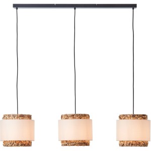 Brilliant Pendelleuchte Waterlilly, 3-flammig, schwarz/natur mit Wasserhyazinthe