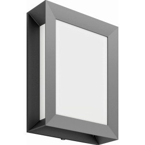 Moderne Philips myGarden LED-Außenwandleuchte Karp in Anthrazit. Elegante, eckige Wandlampe für den Außenbereich.