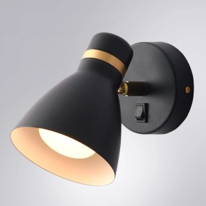 Schwarze ARTE LAMP LED Wandleuchte mit Spot für Flur, modernes Design.