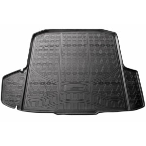 Schwarze Gummi Kofferraumwanne für Skoda Octavia III Kombi (2013-2020), passgenaues Autozubehör.