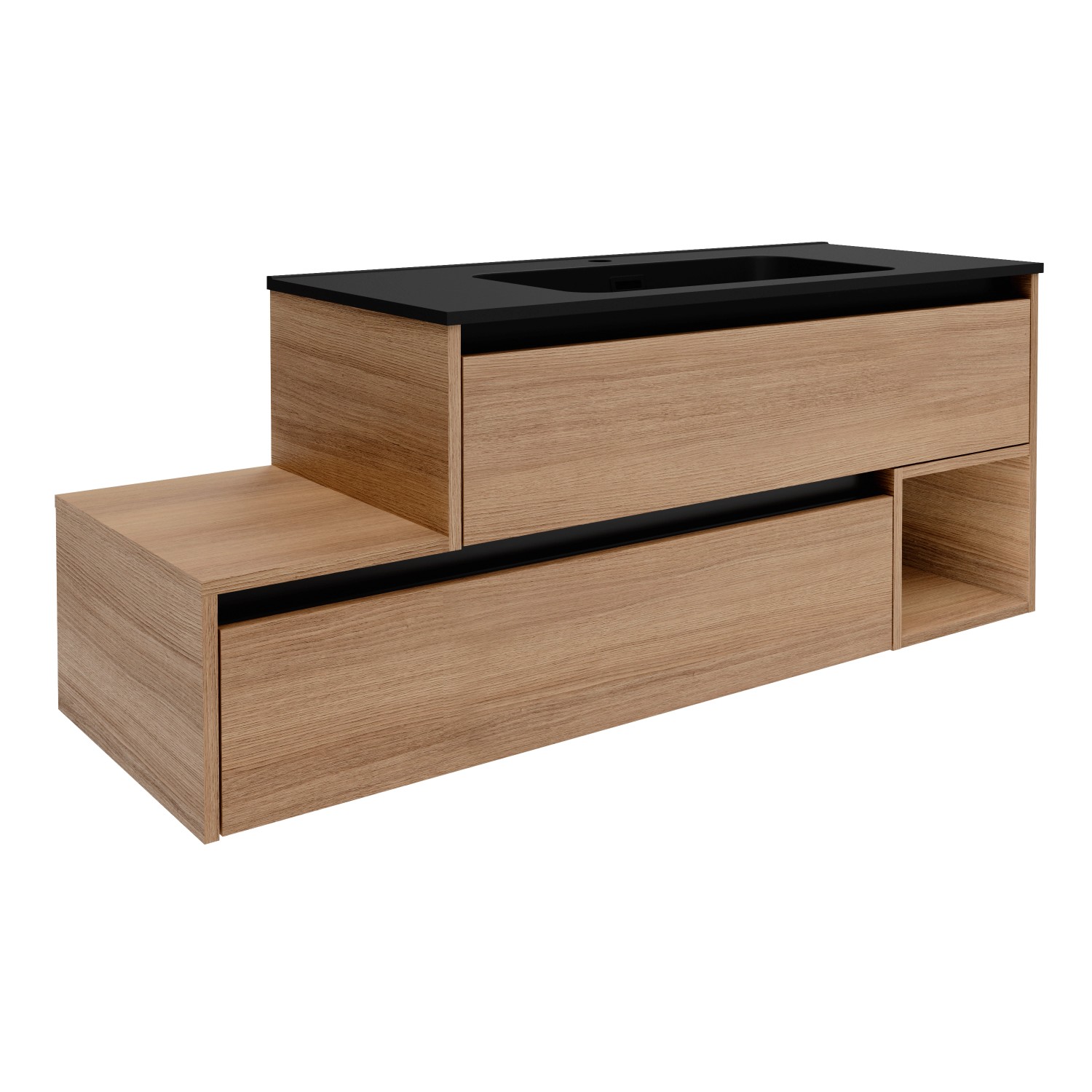 Fackelmann Waschbeckenunterschrank rechts Vita 128,5cmx 50 cmx 46 cm Oak/Sc günstig online kaufen