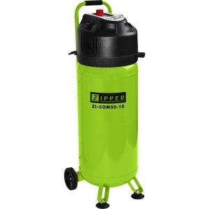Zipper Kompressor ZI-COM50-10, 50 l, 1.500 W, vertikal, grün, mit Rädern für einfachen Transport.