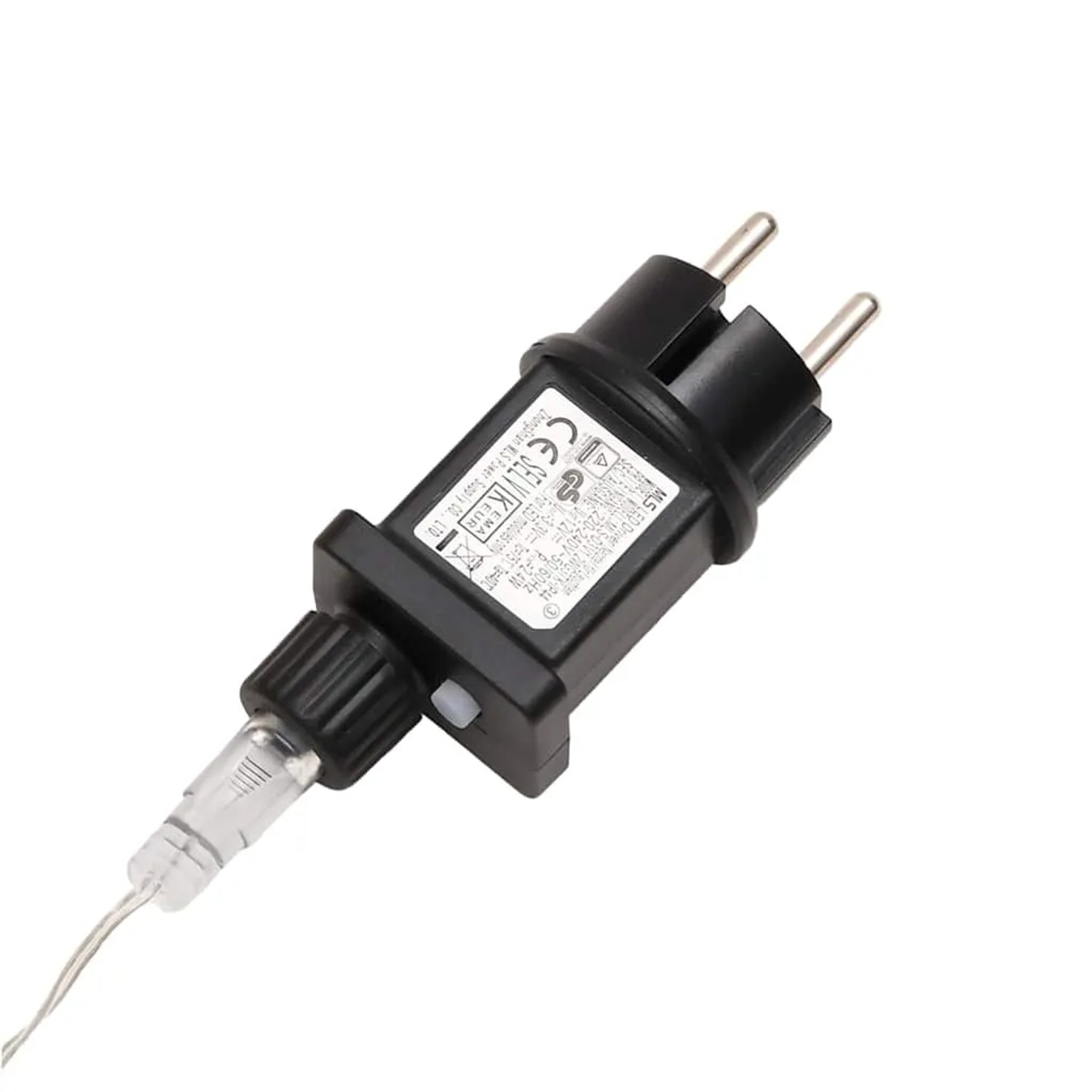 Schwarzer Netzadapter mit Eurostecker und weißem Timer-Knopf für vidaXL LED-Weihnachtsstern. Weihnachtsdekoration Zubehör.