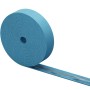 Blauer PE-Randstreifen mit Folie, 10 mm x 150 mm, aufgerollt.