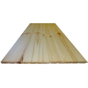 Unbehandeltes Profilbrett Fase B-Sortierung aus Kiefernholz, 11x96x3000 mm, für Wand- und Deckenverkleidung.