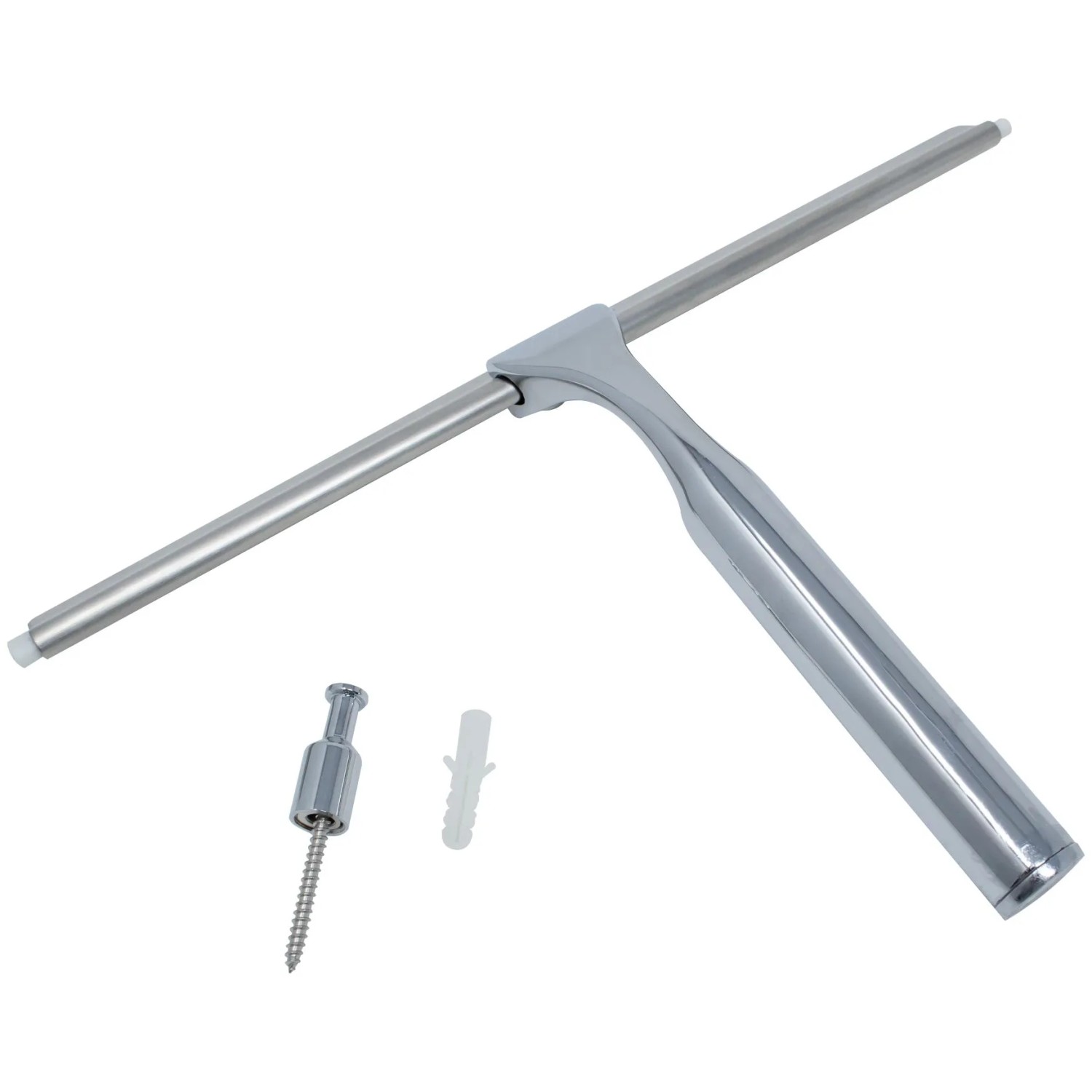 Schulte Glaswischer Chrom, 27 cm, mit Wandhalterung und Befestigungsmaterial.