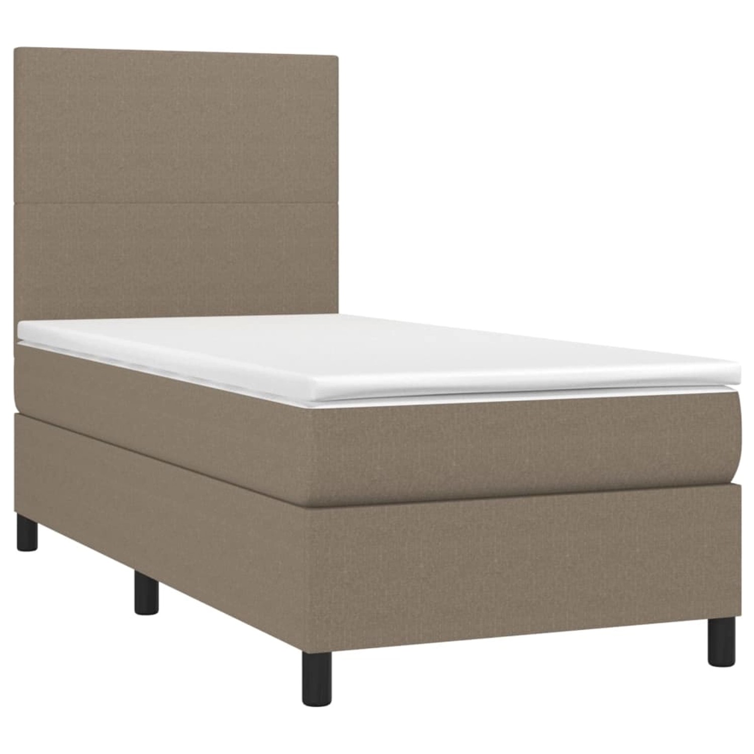 vidaXL Boxspringbett mit Matratze & LED Taupe 100x200 cm Stoff 3134697