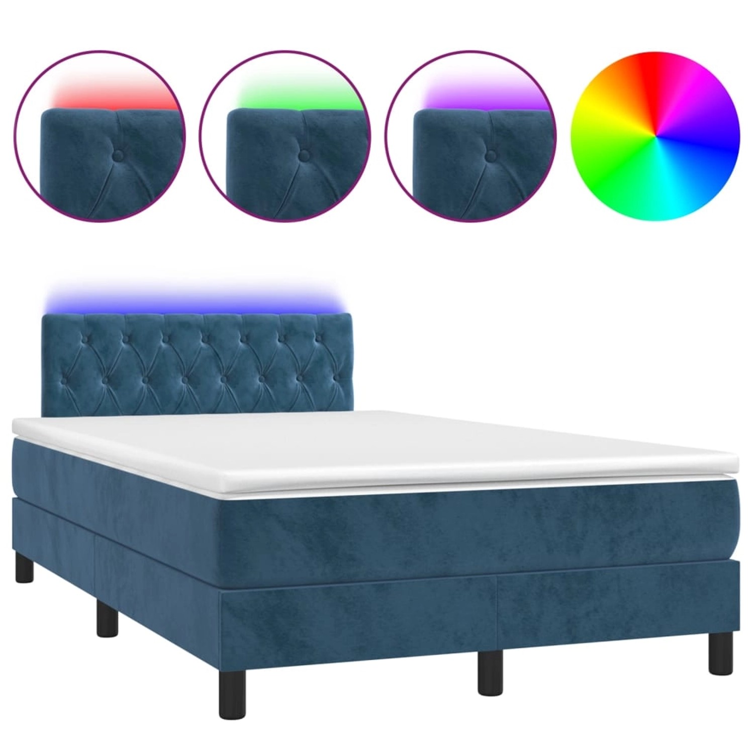 vidaXL Boxspringbett mit Matratze & LED Dunkelblau 120x200 cm Samt 3134577 günstig online kaufen