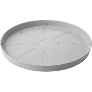 Hellgrauer Deroma Untersetzer Origin Saucer, 32 cm Durchmesser, für Innen- und Außenbereich.