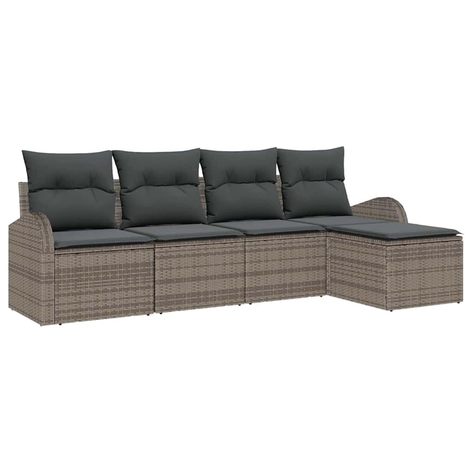 vidaXL Garten-Sofa-Set mit Kissen 5-Tlg Grau Poly Rattan 3345999 günstig online kaufen
