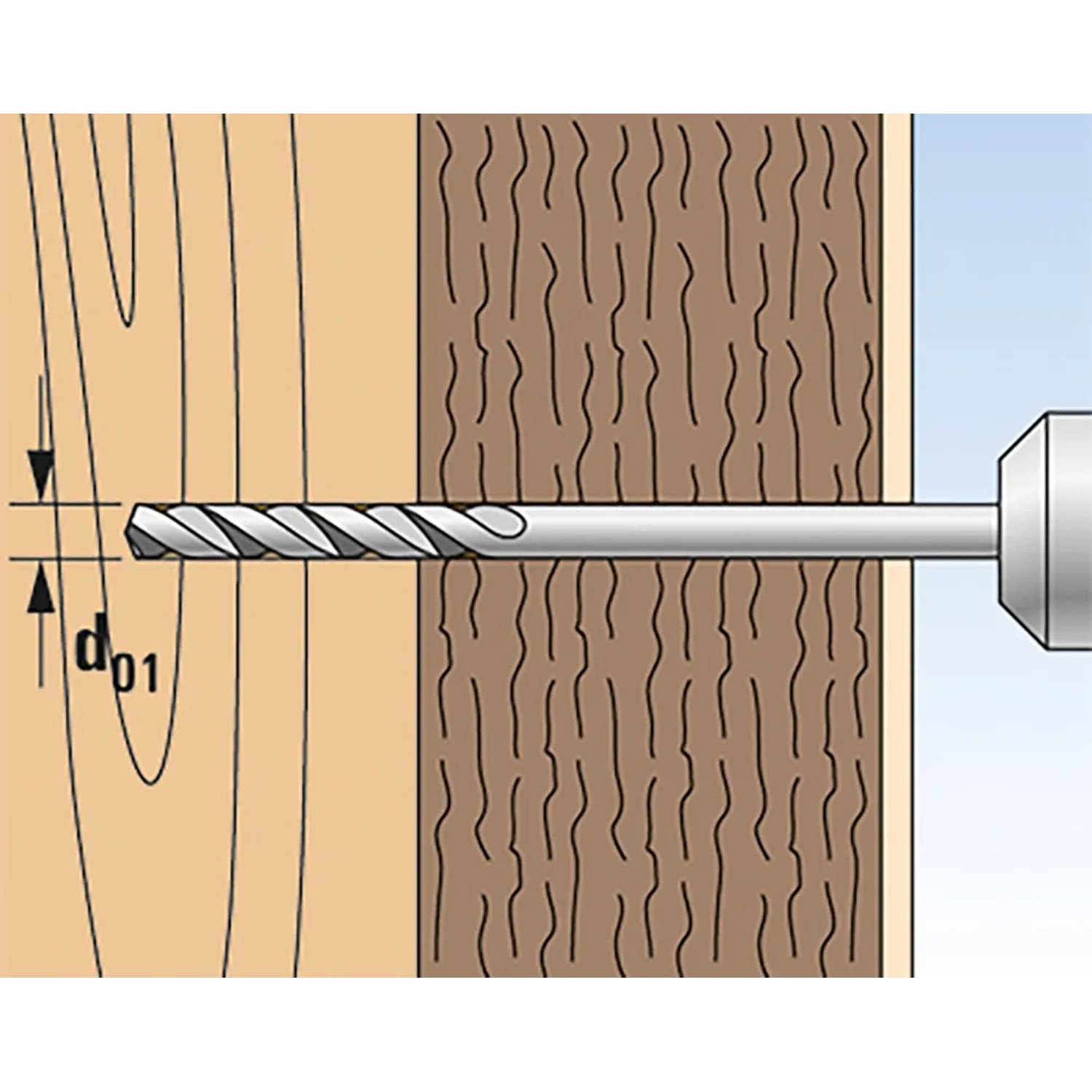 Illustration: Fischer Thermax 10/140 Dübel bei der Montage in gedämmter Fassade.