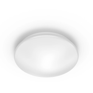 Weiße, runde Philips LED-Deckenleuchte Moire, 10W, für angenehmes, warmweißes Licht.