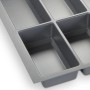 Silbergrauer SOTECH ORGA-BOX IV Besteckeinsatz aus Kunststoff mit Fächern für Schubladen. Ideal zur Besteckorganisation.