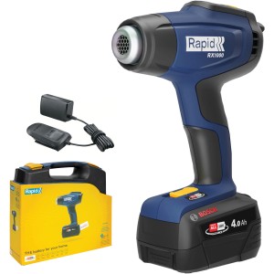 Rapid Akku-Heißluftpistole RX1000 18 V mit Akku, Ladegerät und Koffer.
