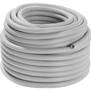 Hellgraues, flexibles Isolierrohr EN 25 (50 m) für die Elektroinstallation im Innenbereich.