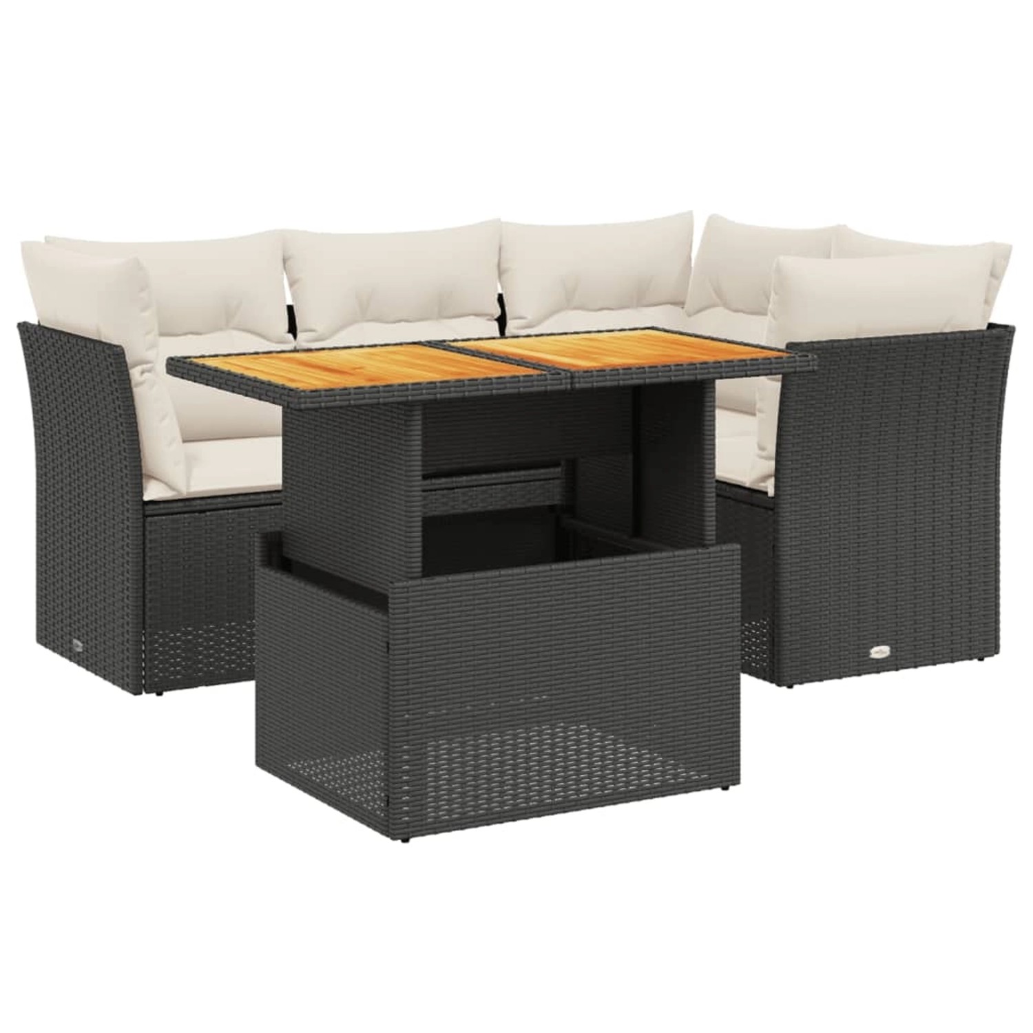 vidaXL 5-Tlg Garten-Sofagarnitur mit Kissen Schwarz Poly Rattan 3270811 günstig online kaufen