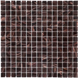 Mosaikmatte aus Glas in Kupfer Dunkelbraun, 33x33 cm. Quadratische Mosaikfliesen.