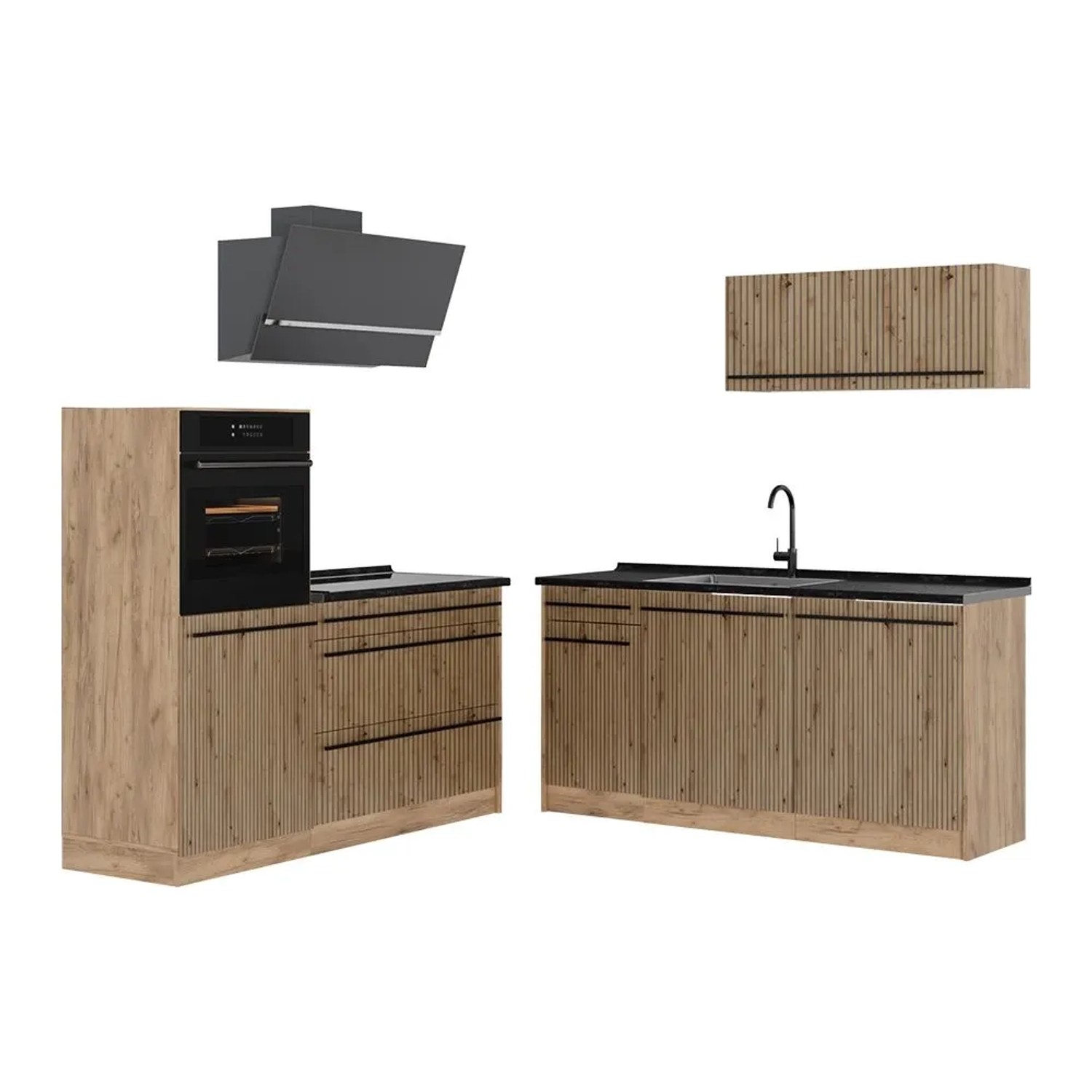 Vicco Küchenzeile R-Line Artisan-Eiche/Goldkraft Eiche 160 x 143 Arbeitsplatte Anthrazit Art Nr 66909