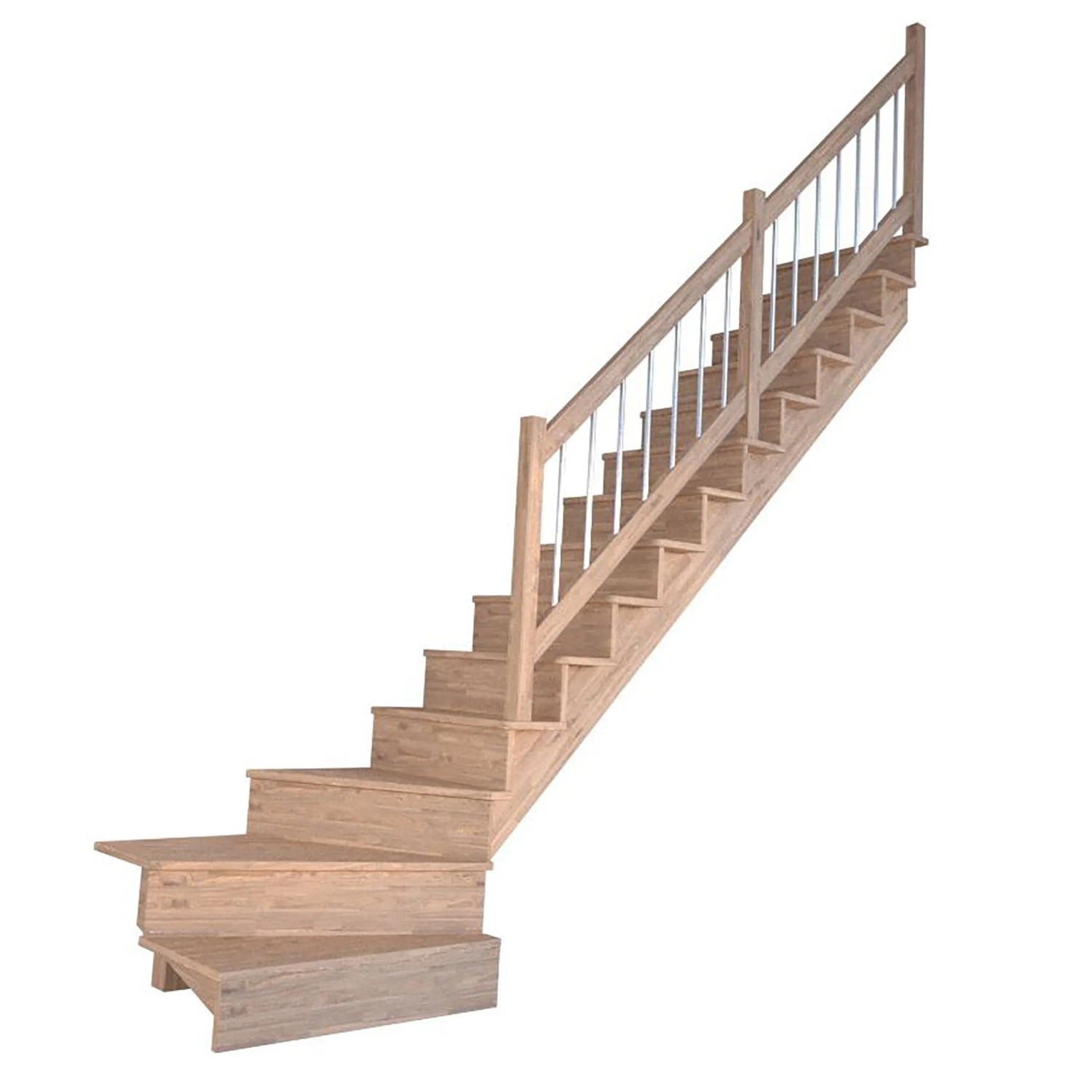 Treppe Lindos Pro Eiche Gew. R 80 cm Setzstufen Holz-Edelstahl-Geländer FSC günstig online kaufen