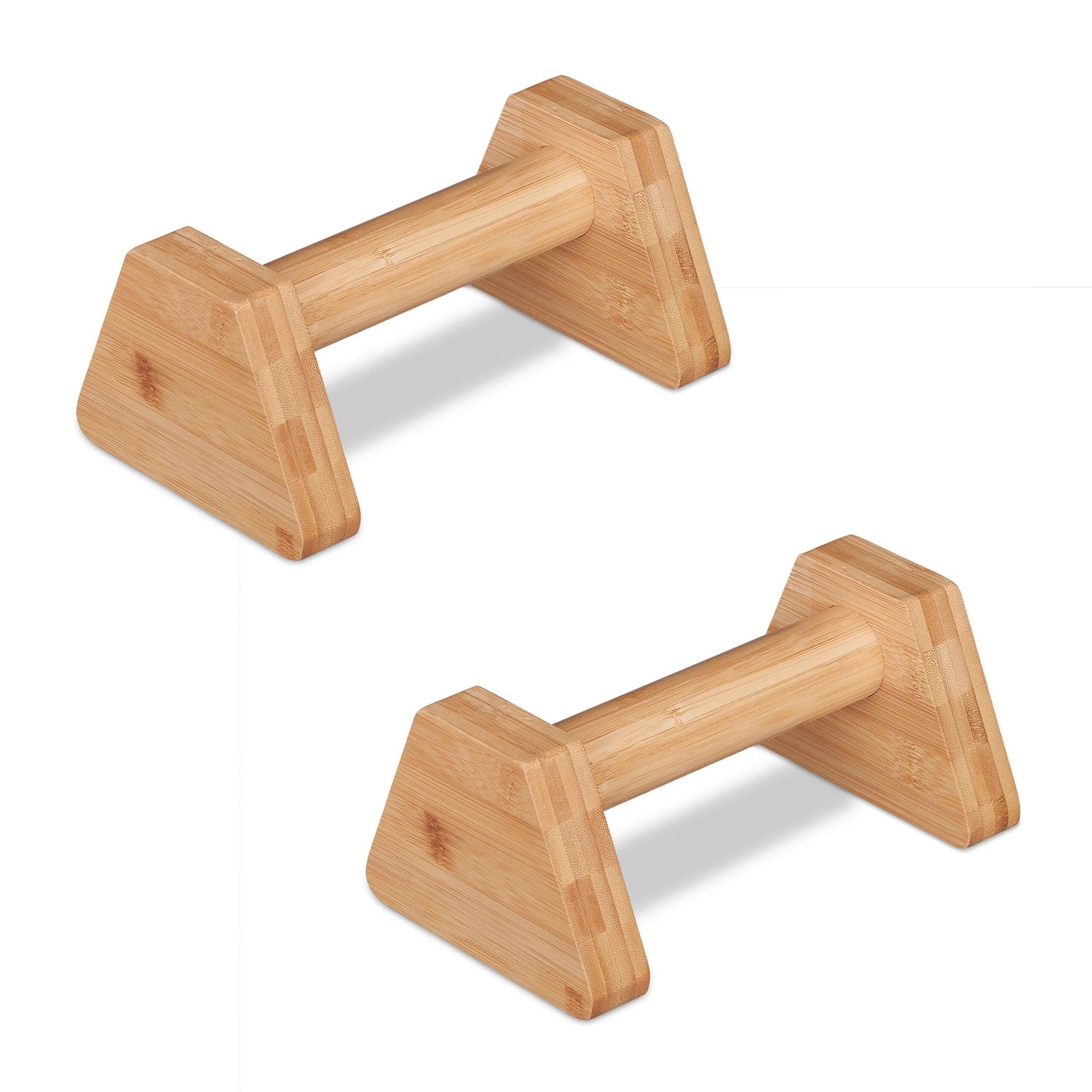 Relaxdays Parallettes 2er Set Bambus Natur Rutschfest 10,5 cm x 14 cm x 23 cm 1,2 kg