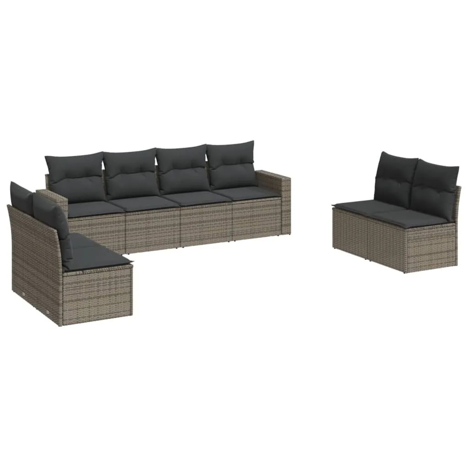 vidaXL 8-Tlg Garten-Sofagarnitur mit Kissen Grau Poly Rattan 3251187 günstig online kaufen
