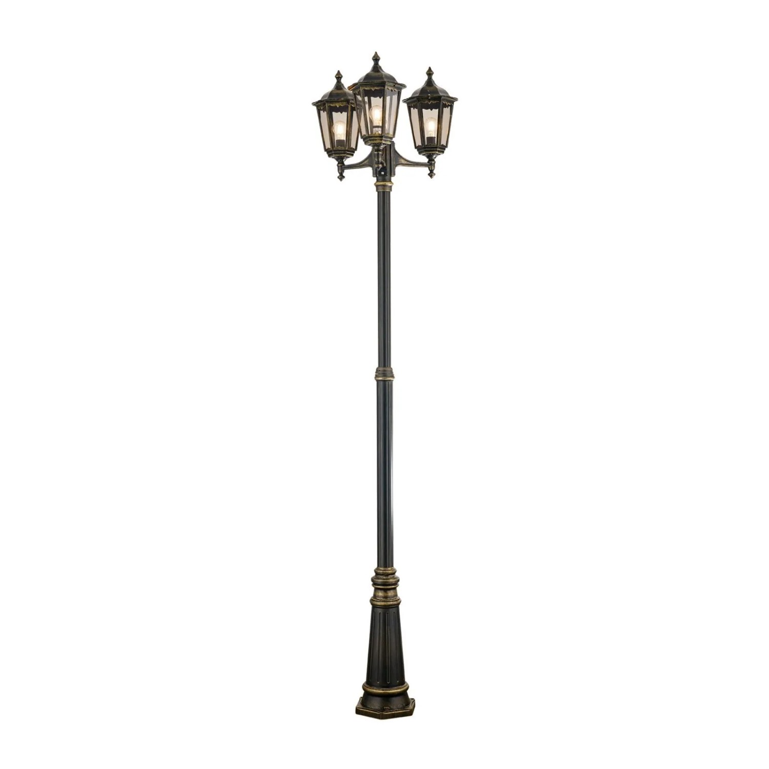 Orion Leuchten Außen Mastleuchte 255cm 100W 3x E27 Schwarz-Gold