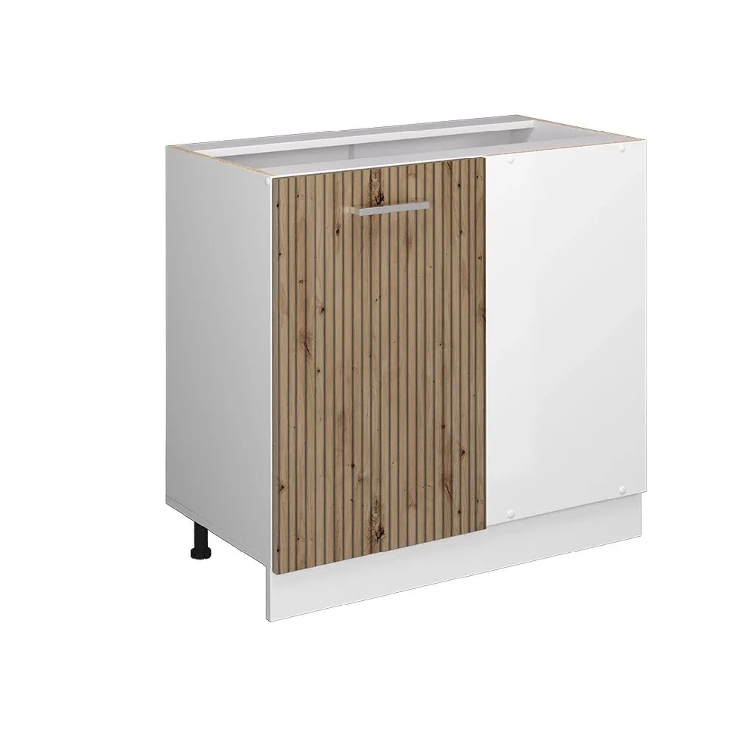Vicco Eckunterschrank R-Line Artisan-Eiche Weiß 86 cm ohne Arbeitsplatte