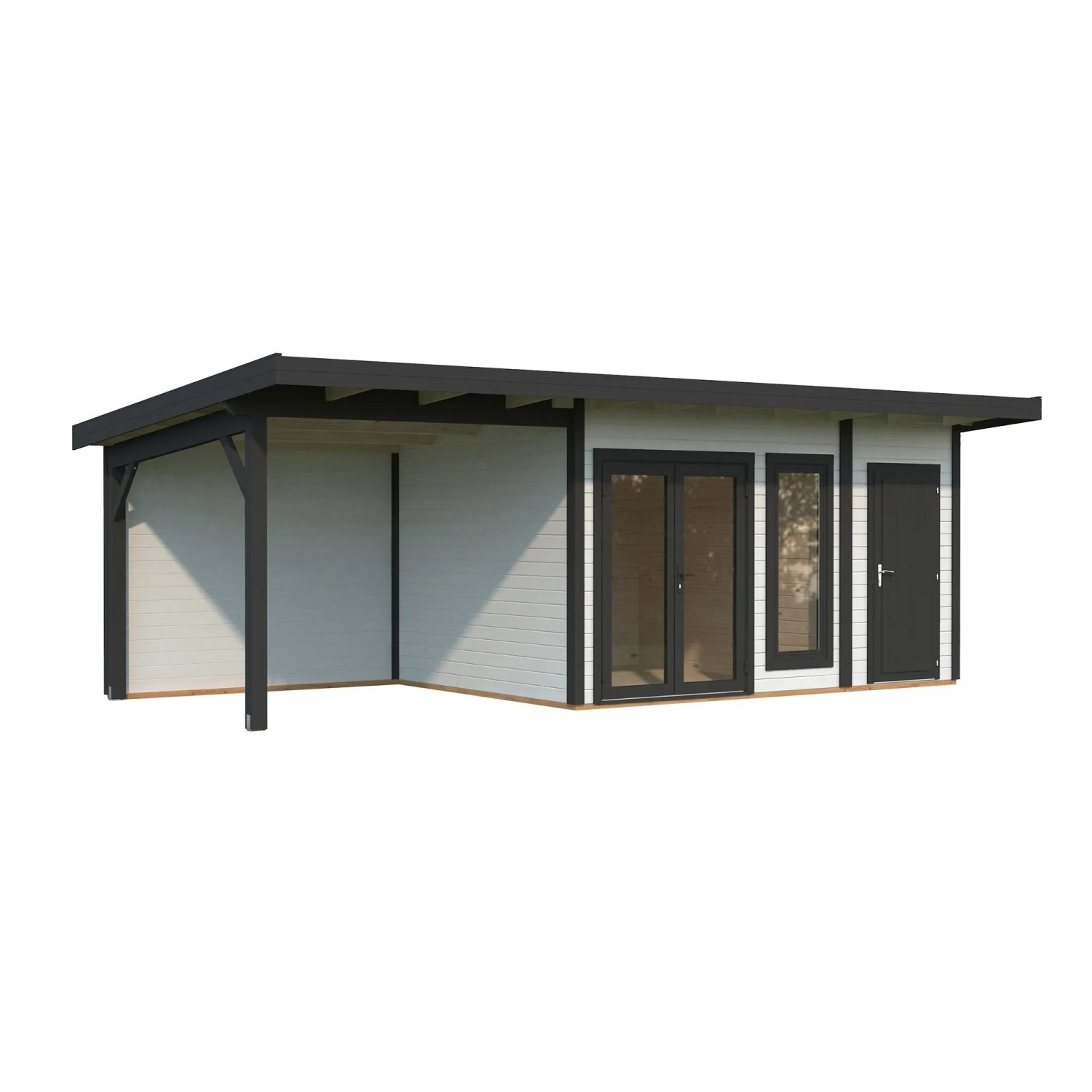 Palmako Holz-Gartenhaus Aurelia Pultdach Weiß Lackiert 739 cm x 300 cm 20,3 m²