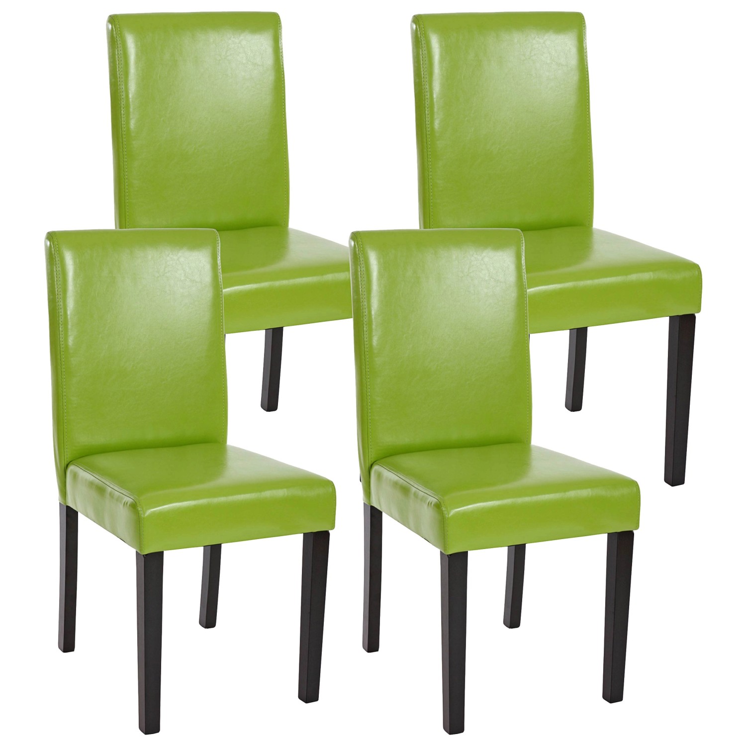 MCW Esszimmerstuhl Littau 4er-Set Kunstleder Grün Dunkle Beine günstig online kaufen