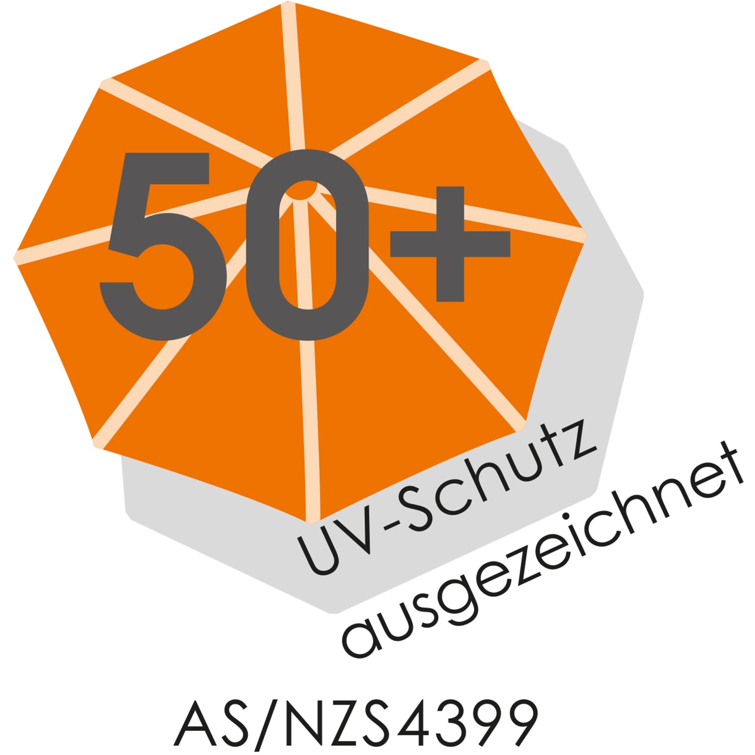 UV-Schutz 50+ Zeichen für Schneider Ampelschirm Rhodos Twist.