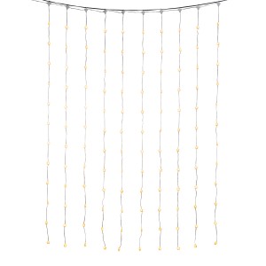 Konstsmide LED-Lichtervorhang mit 120 bernsteinfarbenen Sternen für Innen, transparentes Kabel.