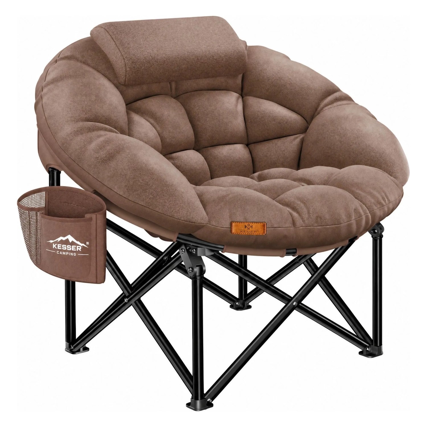 KESSER Campingstuhl Chillexer Faltbar Bis 150 kg mit Kopfkissen Khaki
