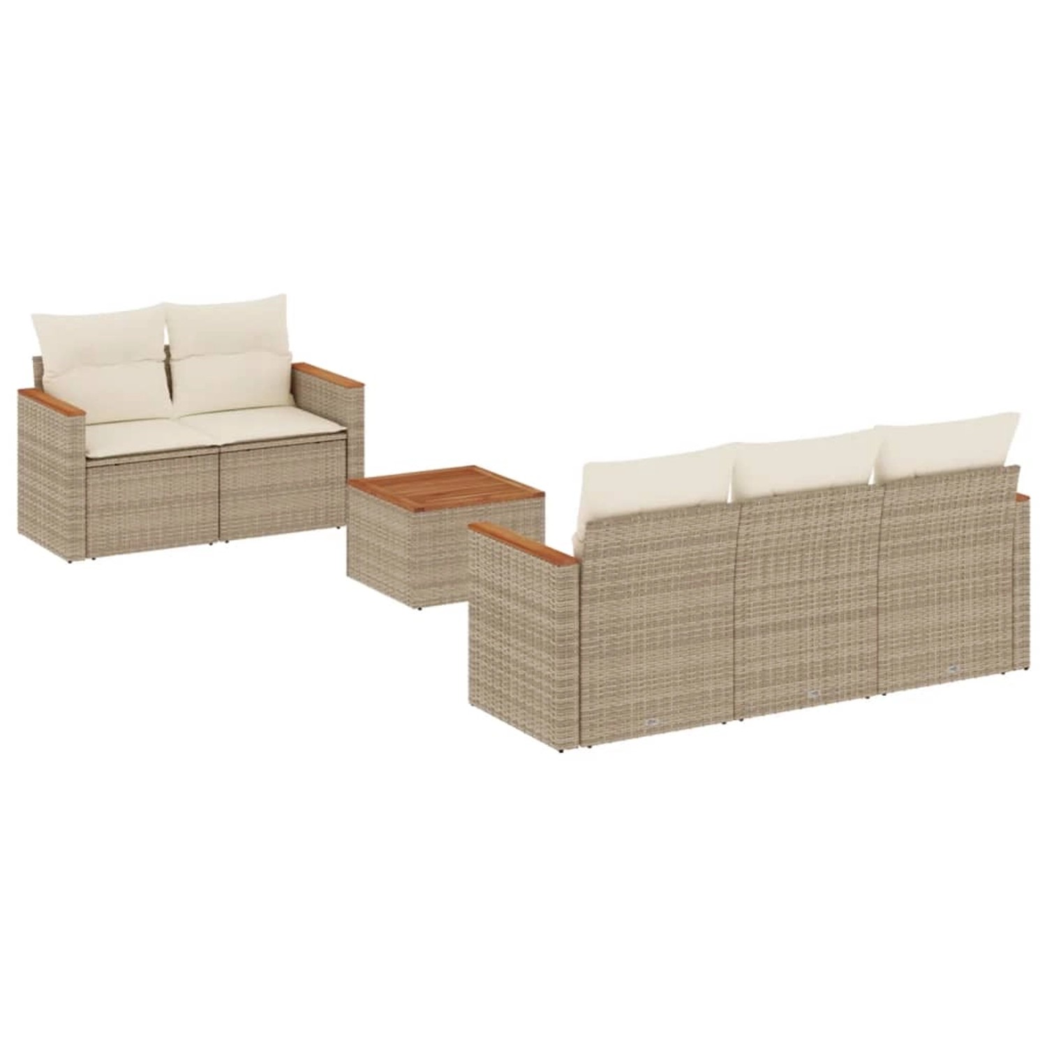 vidaXL 6-Tlg Garten-Sofagarnitur mit Kissen Beige Poly Rattan 3258187 günstig online kaufen