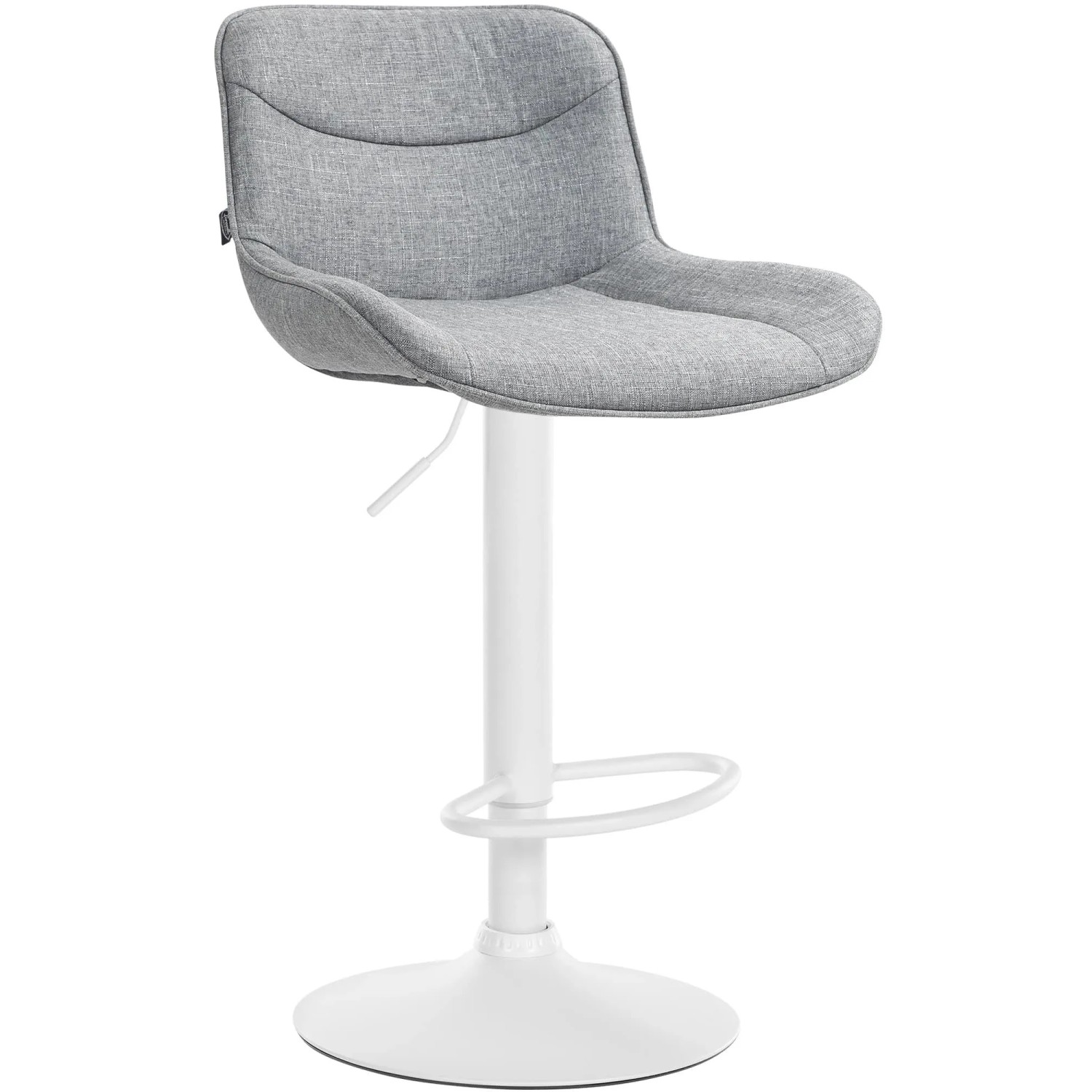 DELUKE Barhocker RAGAD Stoff Grau 49x51x85cm Weiß Barstuhl Höhenverstellbar Mit Lehne Drehbar Tresenhocker Tresenstuhl