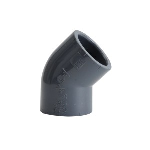 Setma PVC Winkel 45° für HT-Abflussrohre, grauer Kunststoff.
