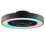 Schwarze LED-Deckenleuchte Catania mit Ventilator und RGB-Beleuchtung, Ø 48,6 cm.