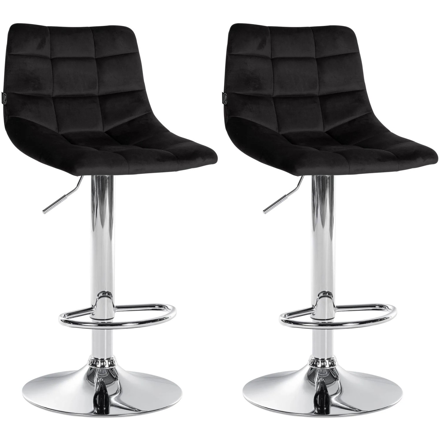 DELUKE Barhocker 2er Set DUBAI Schwarz Samt Chrom Barstuhl Mit Lehne Tresenhocker Tresenstuhl