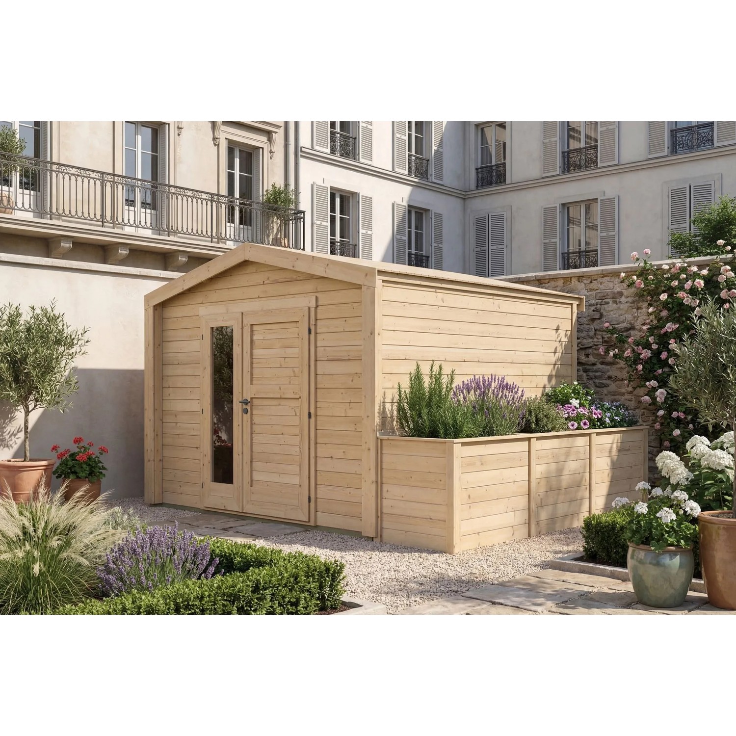 Weka Holz-Gartenhaus Killarney Satteldach Natur Unbehandelt 384 cm x 313 cm